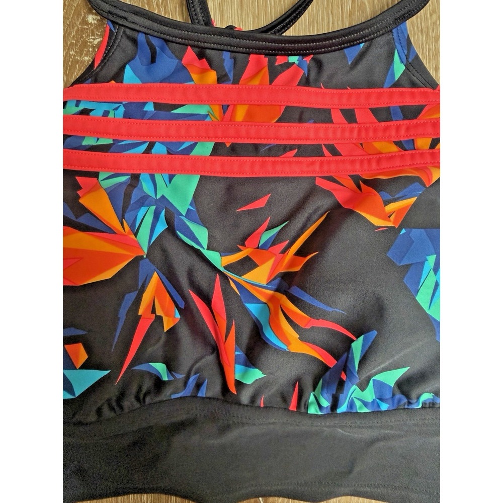 adidas Paradise Crop High Neck Bikini Top Womens Size 12 NWT Floral Swim Top - Picture 3 of 6